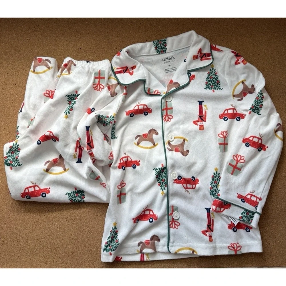 Carter's Just One You Christmas Pajamas 4T Boys 2pc Long‎ Sleeve NWT